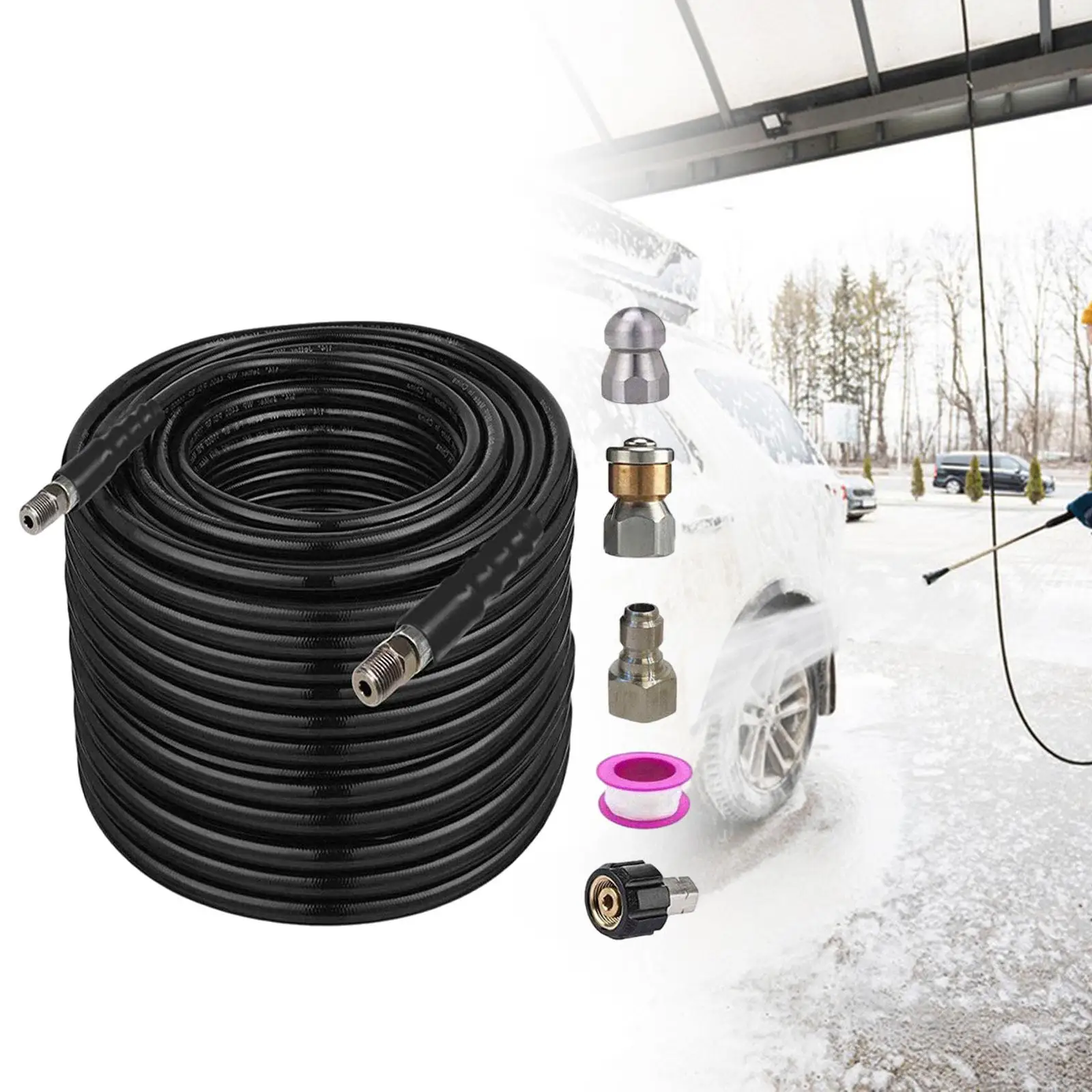 

Sewer Jetter Set for Pressure Washer 30M Hose Accessory for Siding, Gutters