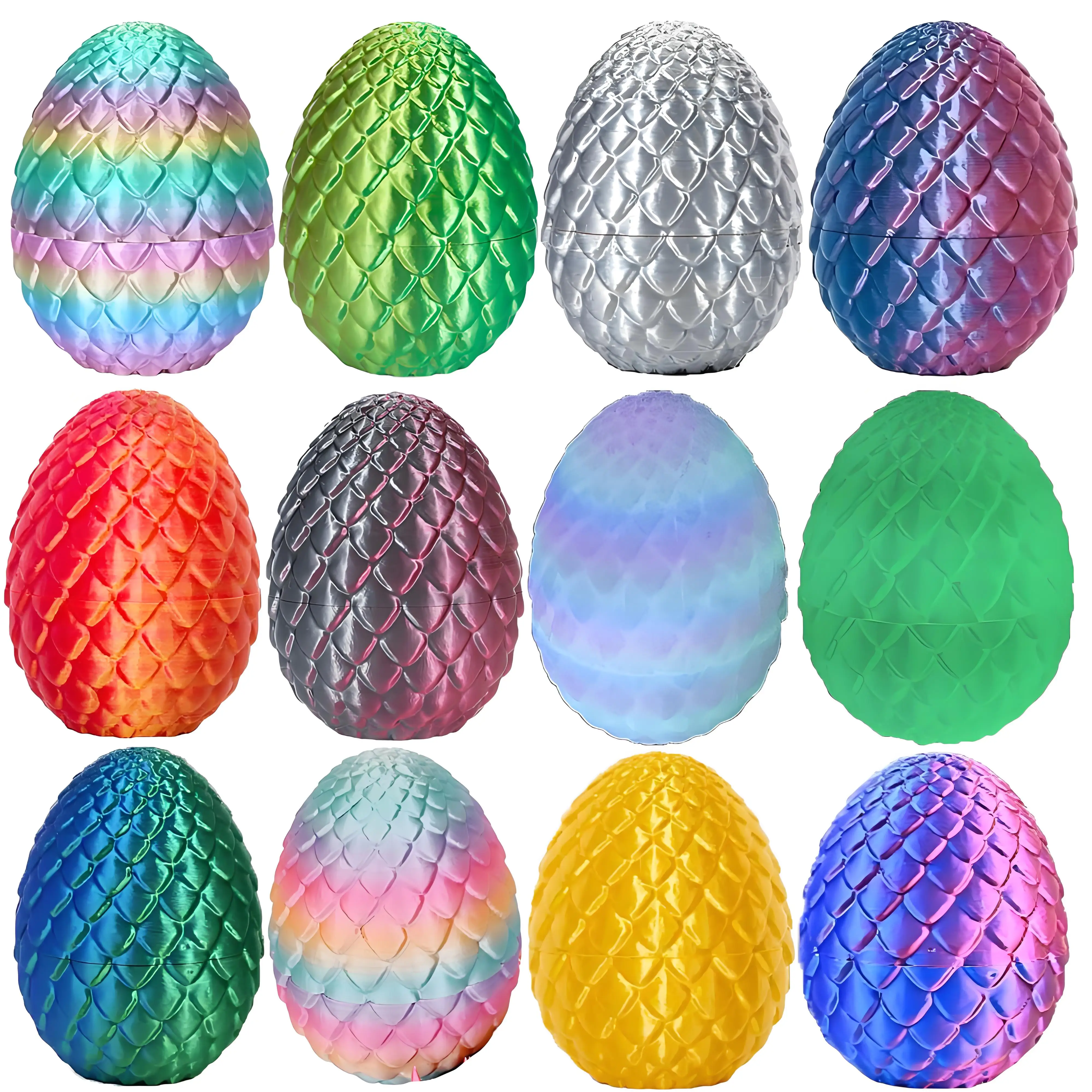 3D Printed Dragon Egg Desktop Ornament Contains a Small Dragon with Articulated Joints  Stress Relief Toy for Kids  Random Color