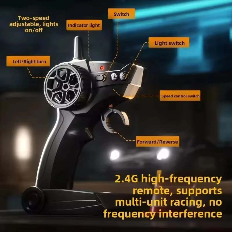 Mini carro de controle remoto com tração nas quatro rodas, dublê de corrida, tecnologia de carro de deriva de alta velocidade, sentido legal, luzes de carro, carro de corrida