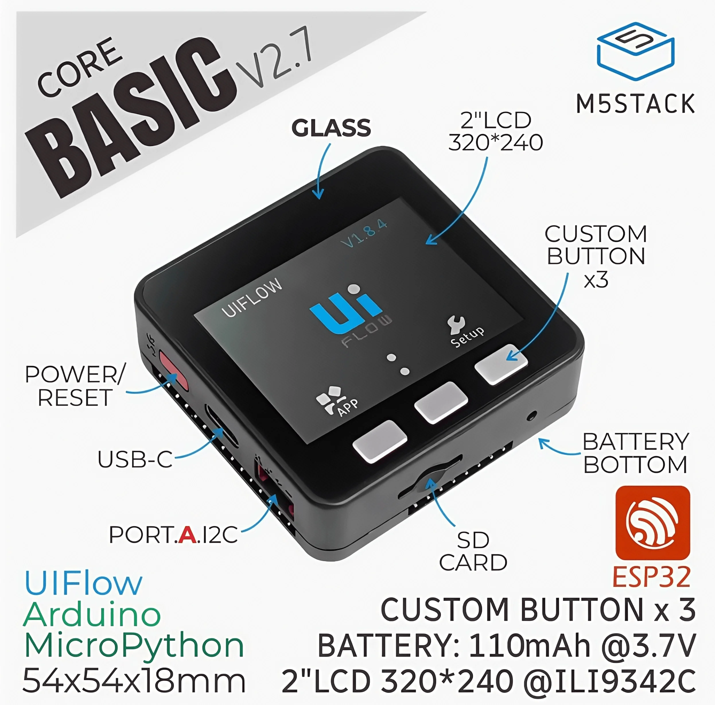 kit-de-desarrollo-portatil-m5stack-basic-core-v27-esp32-iot