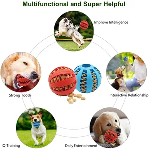 Dog Ball Toys para cães pequenos Interactive Elasticity Puppy Chew Toy Tooth Cleaning Borracha Food Ball Toy Pet Stuff Acessórios 10 principais vendas bola costurada - №10