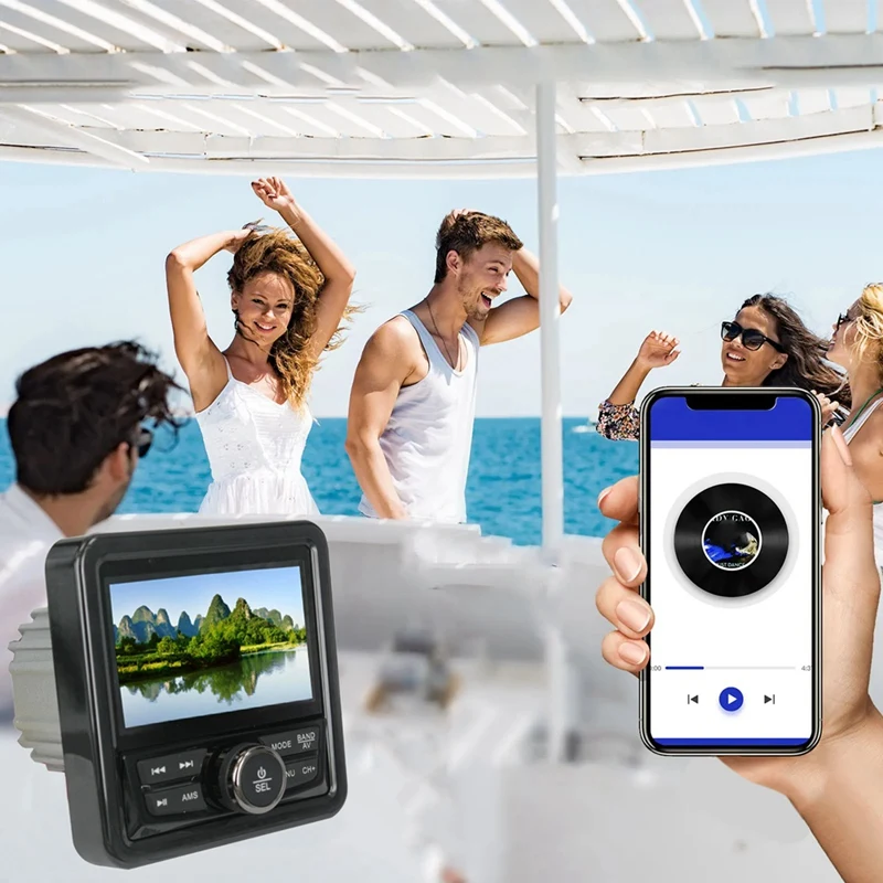 Kapal Radio laut, perahu Stereo Bluetooth FM AM Digital Media Audio Player tahan air untuk Yacht ATV UTV kereta Golf bagian sepeda motor