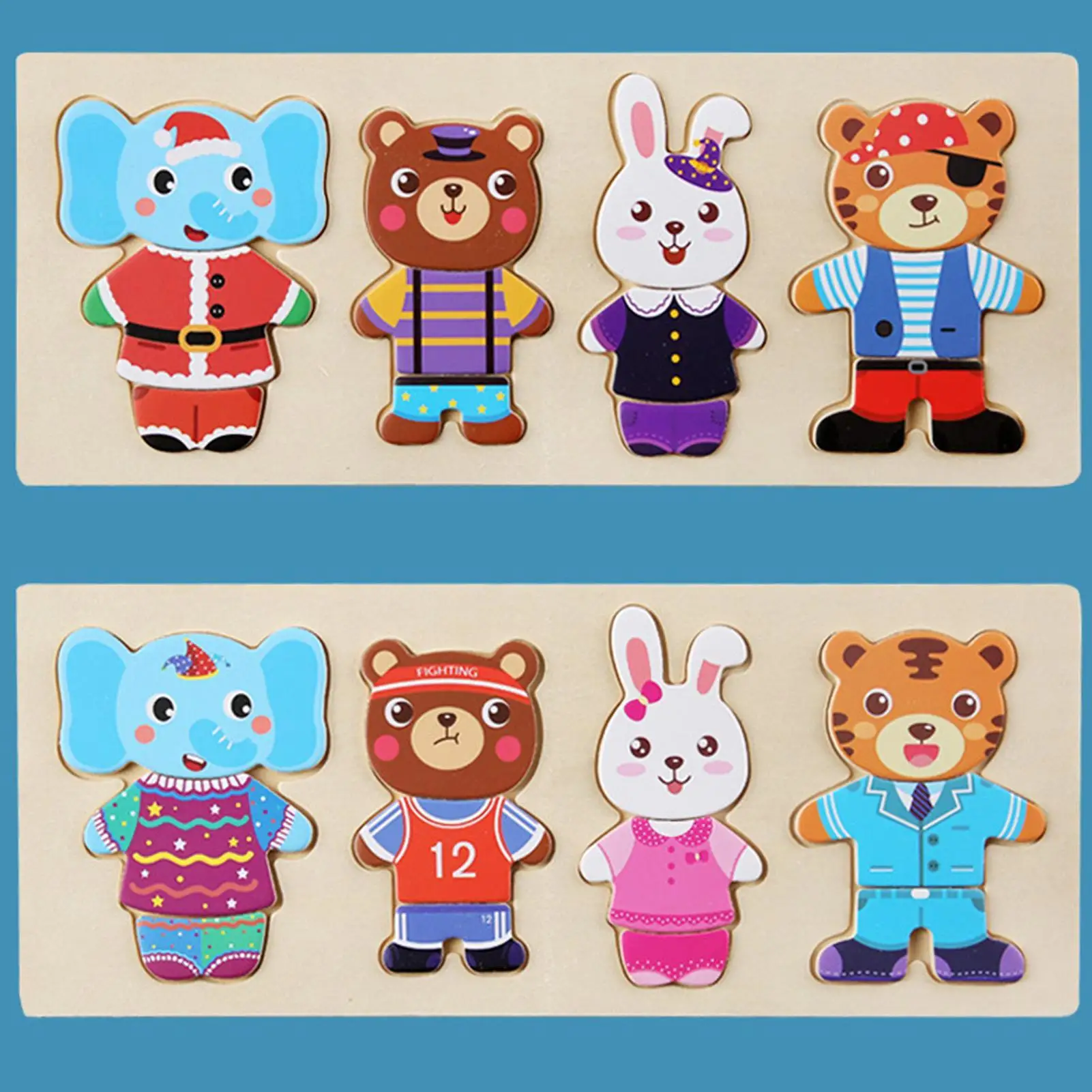 Quebra-cabeças de madeira educativos, brinquedos de motor fino, urso de madeira, família, quebra-cabeça para crianças, meninos e meninas