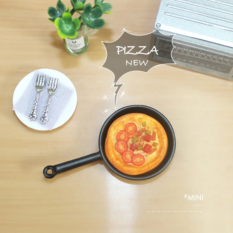 シミュレートドールハウス DIY ミニピザ ミニチュア フライパン ドールハウス キッチンアクセサリー 食品 パナソニック ごっこ遊び ギフト 女の子のおもちゃ