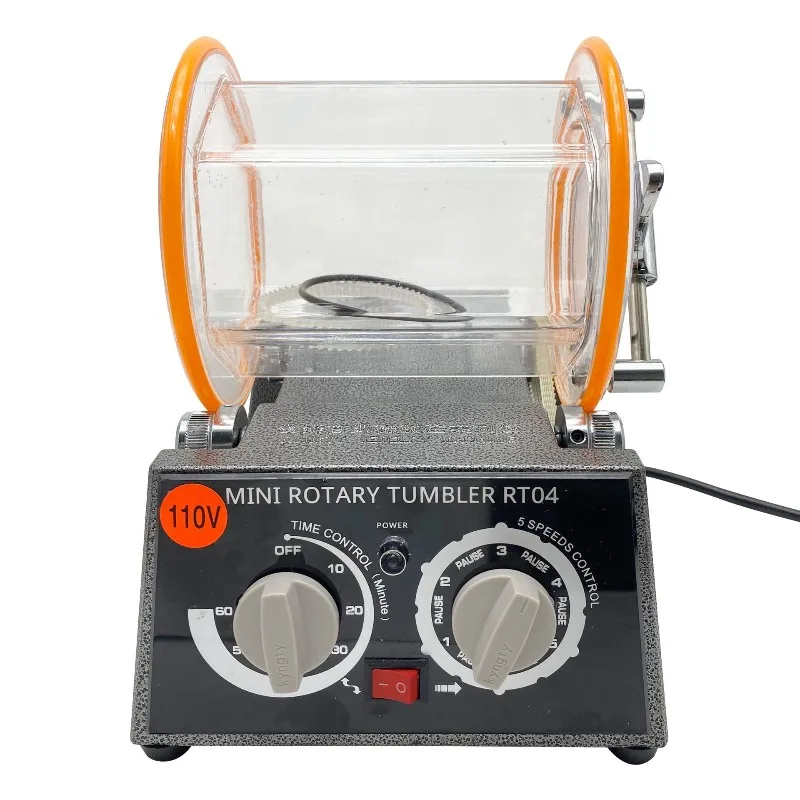 Jewelry Polisher Tumbler Mini Rotary Surface Polisher Polishing Finishing Machine KT6808 for Jewelry Grinding Polishing Cleaning