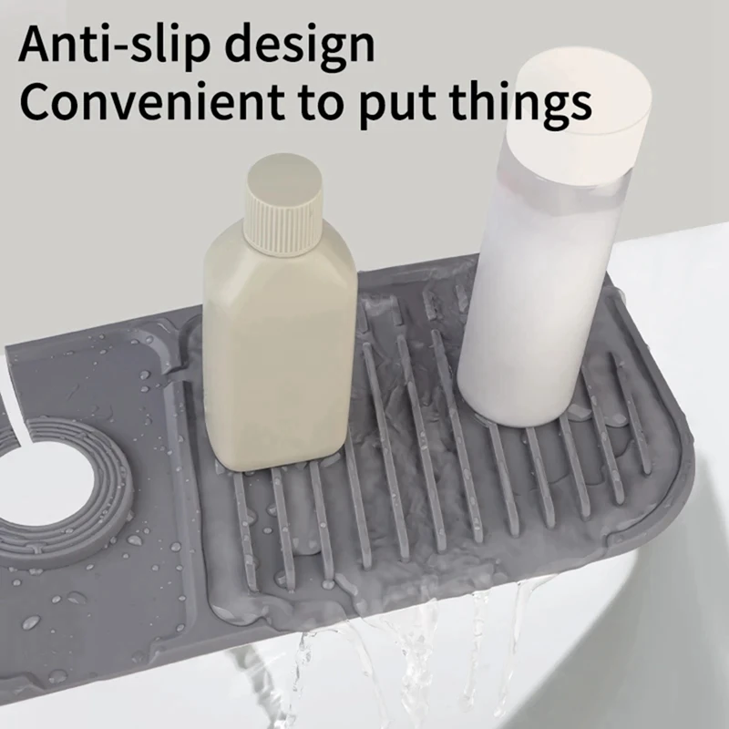 2PCS Kitchen Silicone Faucet Mat Faucet Water Catcher Mat Sink Splash Pad Countertop Protector Bathroom