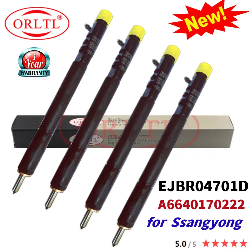 4 pieces (A6640170222 ) EJBR04701D,4701D Common rail injector for Actyon,Kyron,SSANGYONG D20DT,Euro 3