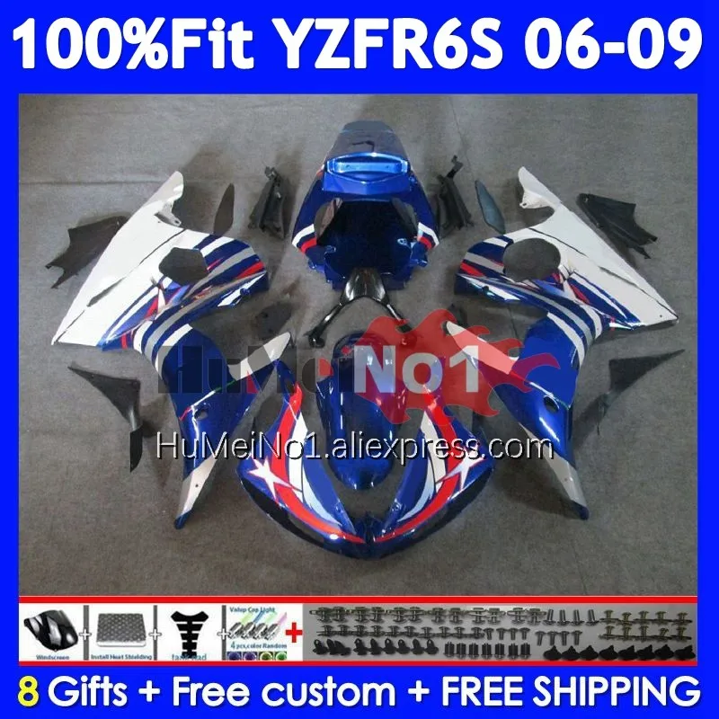 OEM Kit For YAMAHA YZF R6 S YZF R6S 06-09 Blue white 362No.13 YZF-R6S YZFR6S 2006 2007 2008 2009 06 07 08 09 Injection Fairing