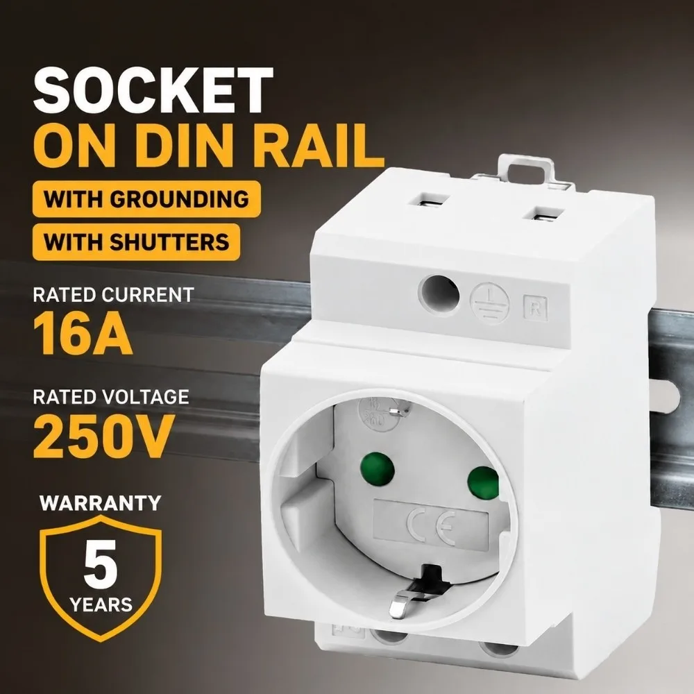 Versatile Export Type DIN Rail Socket Frame Edge EU Plug Modular Power Socket AC30 Panel Mount Socket Data Center