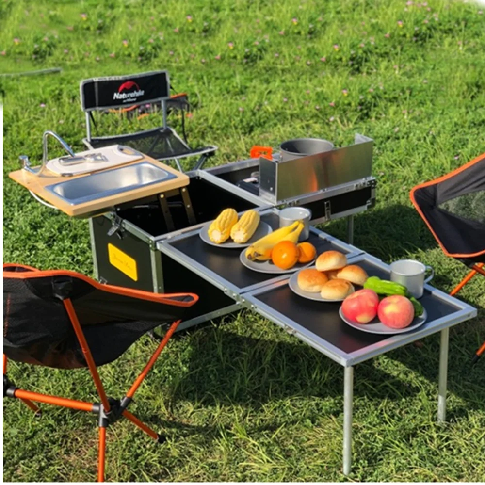 Tryhomy-Outdoor Portable Folding Kitchen Set, Camping Cooking, Dinner Table with Sink, Running Water, Camp Table, Hot