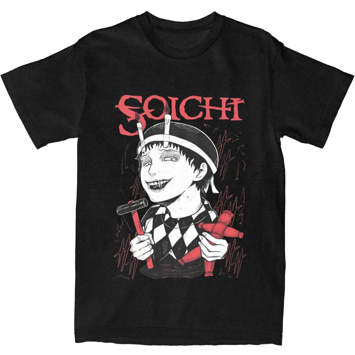 Streetwear T-Shirt Junji Ito Souichi Cotton T Shirts Horror Japan Guro Anime Manga Tee Shirt for Men's Y2K Short Sleeve Clothing