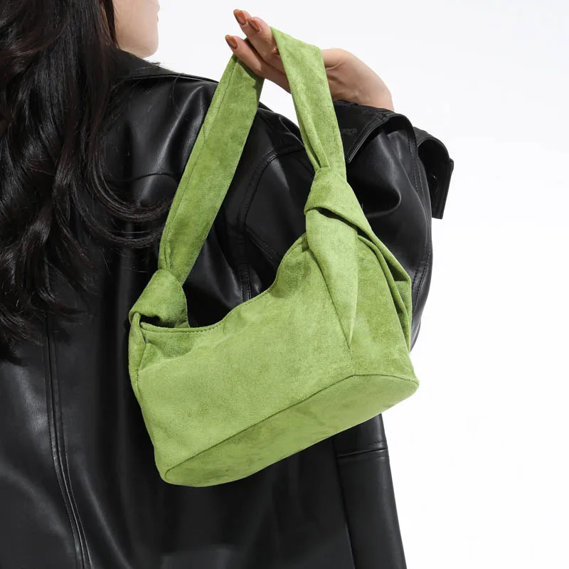 

Designer Cloud Bag Women Fashion Underarm Handbag Knotted Handle Shoulder Bag Retro Faux Suede Lady Bag Trend Day Clutch Purse