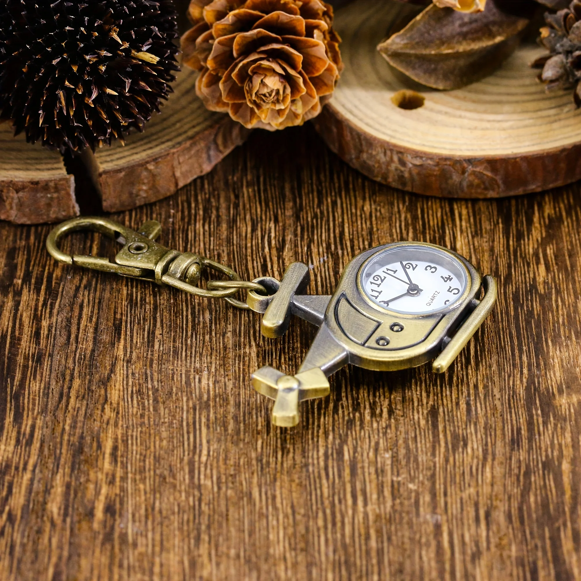 Vintage airplane helicopter personalized keychain watch, mini clock, small hanging watch, sweater chain, creative gift