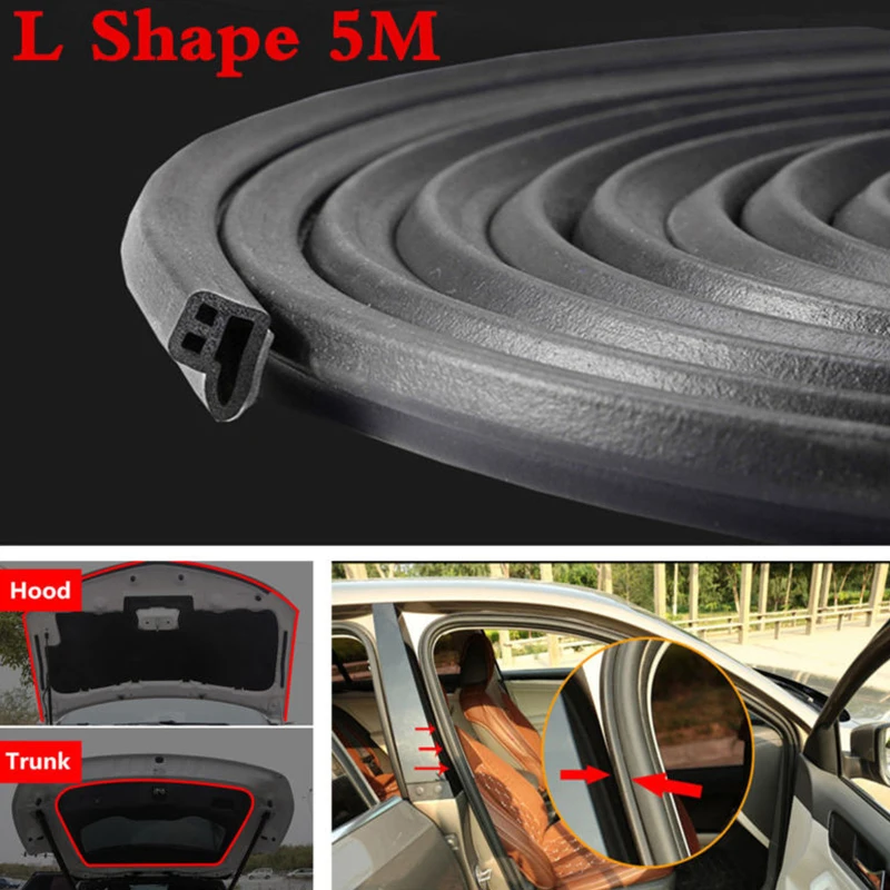 

Door 5M L Shape Car Hood Trunk Trim Strip Moulding Rubber Black Universal Weatherstrip Useful Seal Durable New Hot