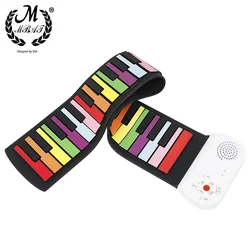 M MBAT 49 Keys Electronic Piano Roll Up MIDI Flexible Color Keyboard Piano Musical Instrument Children's Toy Built-in Speaker