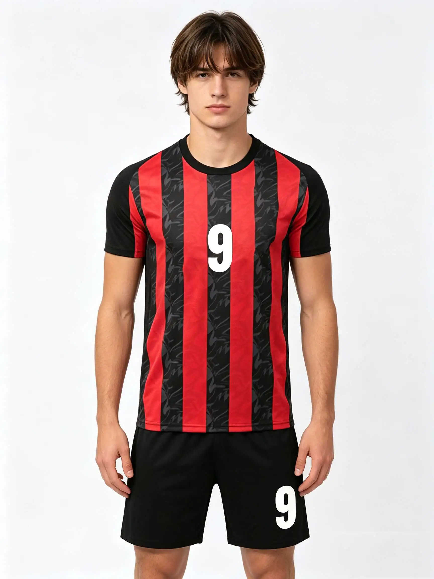 26/27 Unisex Blank Soccer 2‑Piece Set, Kids Adults Parent‑Child Kit, Custom No.1 7 8 9 10 for School Outdoor Team Sports red 10