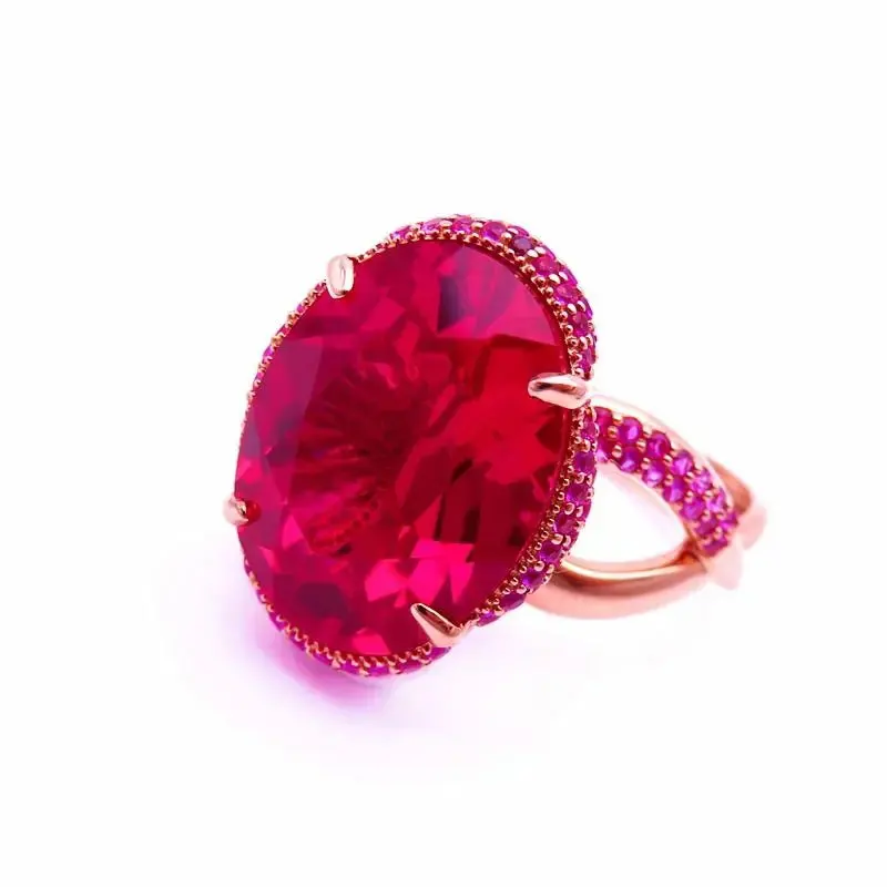 

585 purple gold plated 14K rose gold inlaid luxury ruby red rings for women design classic charm attended banquet jewelry