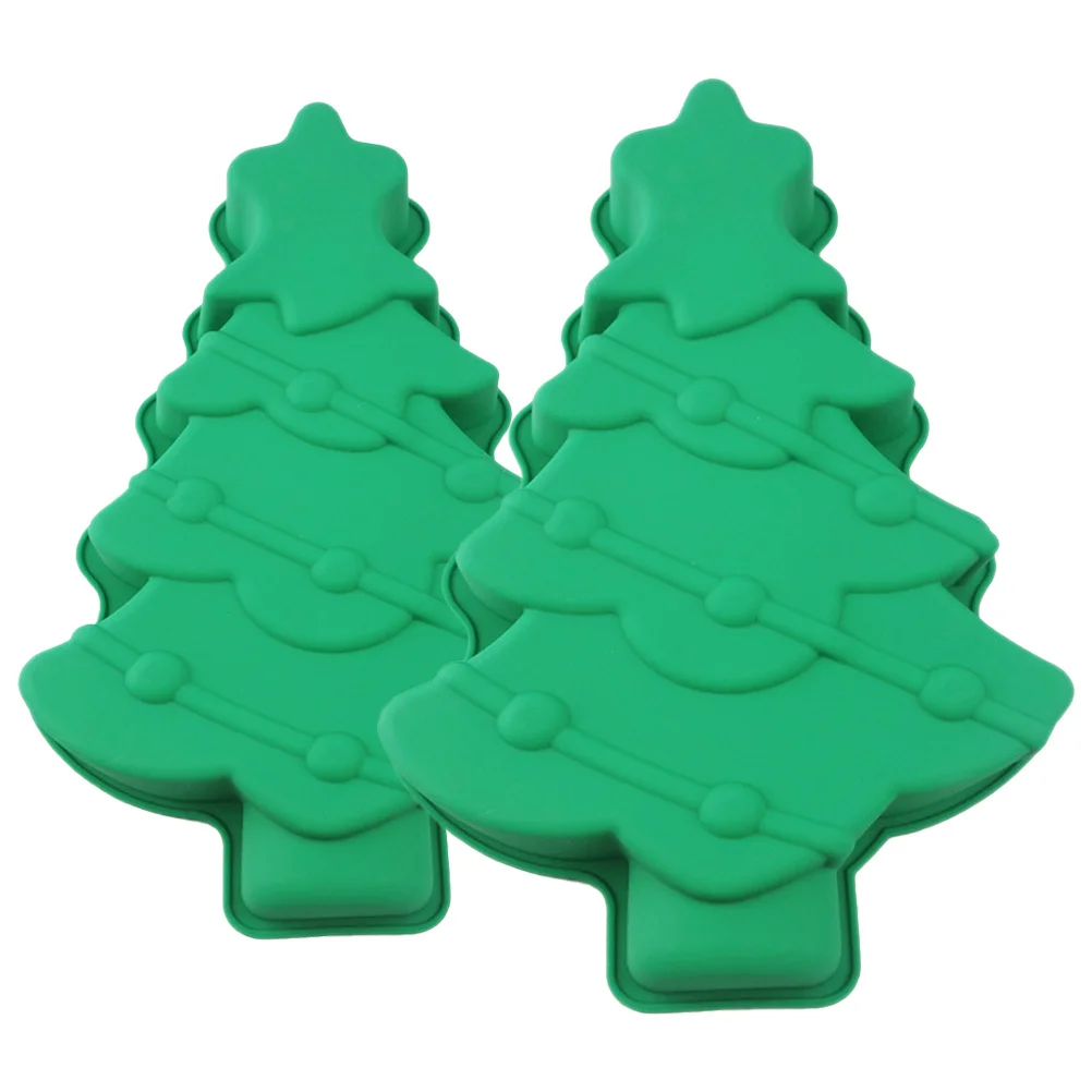 

2Pcs Christmas Tree Silicone Baking Mold Non-Stick Holiday Cake Pan Xmas Tree Shape for Cookies Chocolates Festive Baking Tools
