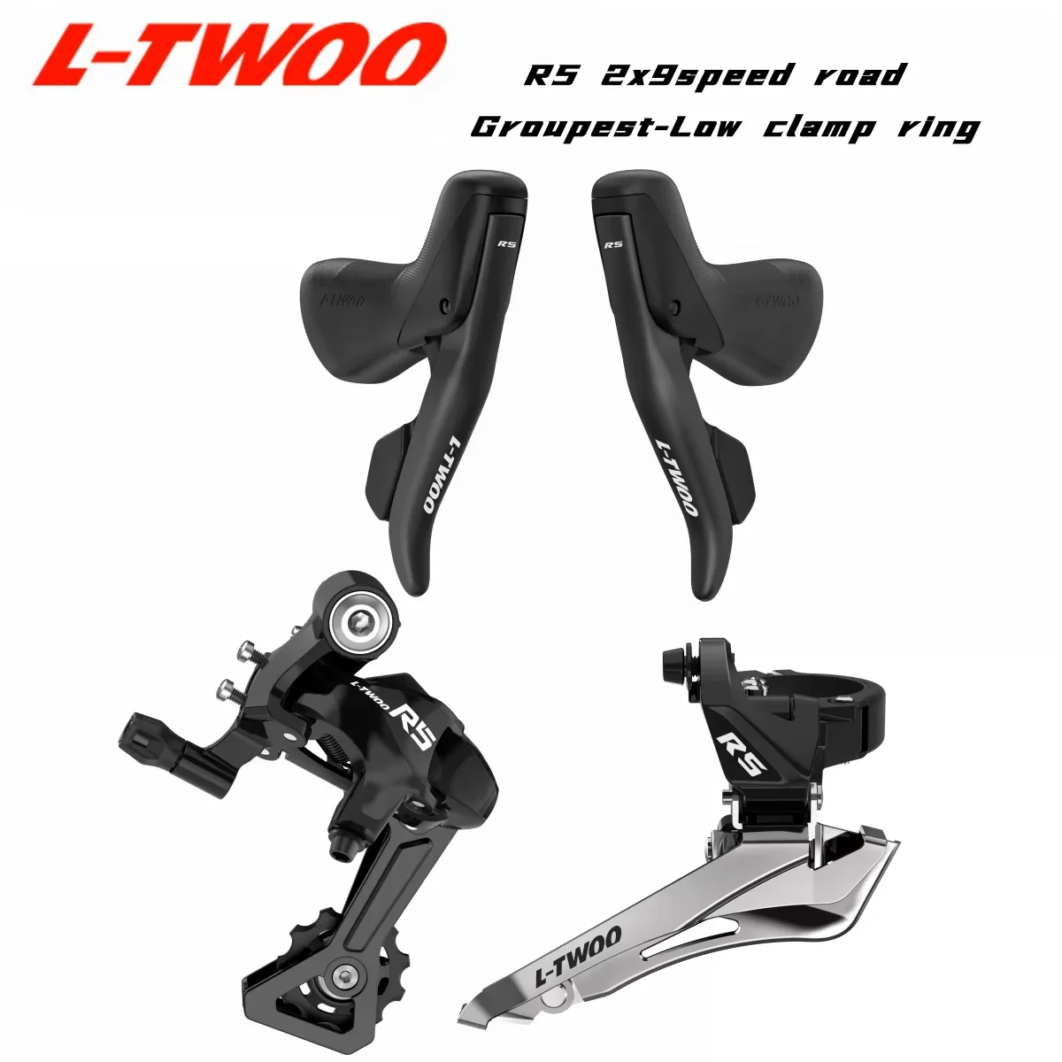 

LTWOO R5 9S road Groupest Left/Right Shift Lever+F/R Derailleur,Clamp Band, 2x9speed