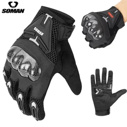 Guanti da moto SOMAN Guanti da equitazione in pelle da moto in fibra di carbonio Uomo Equipaggiamenti protettivi per moto Guanti da motocross Moto Luvas MG19-S