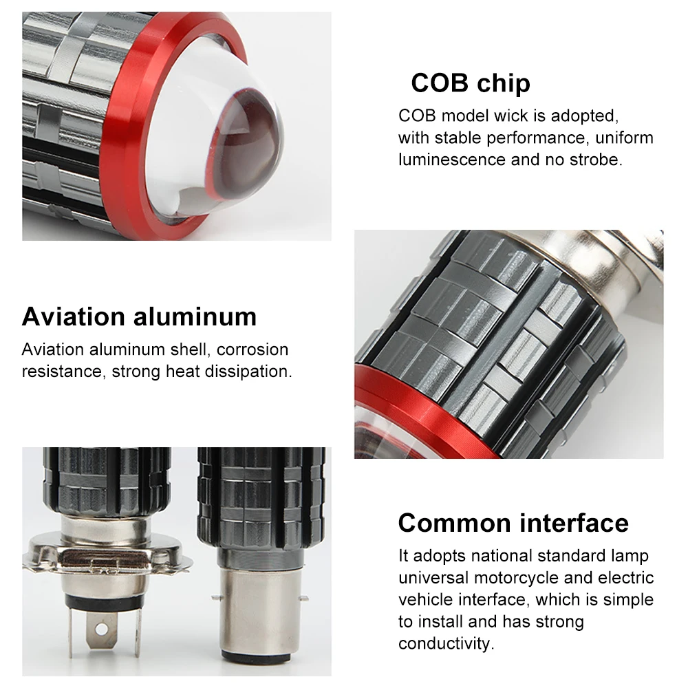 H4 LED Motorcycle H6 LED Moto Motorcycle Headlight white yellow Bulbs Lens High Low Beam Lamp Motorbike Lamp Scooter Tricycle