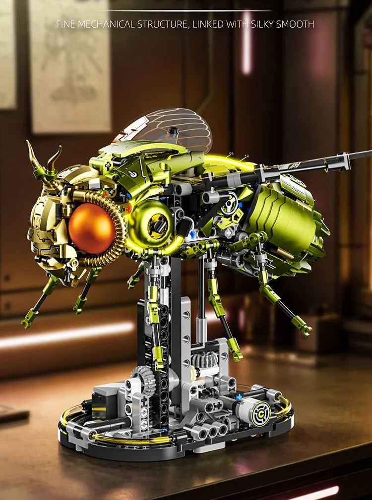 Idee Insekten-Kampf-Mecha-Baustein-Set, Mechanischer Fliegenroboter, Mech-Modell-Sets, Bausteine, Konstruktionsspielzeug mit Licht, als Geschenk – Detail 5