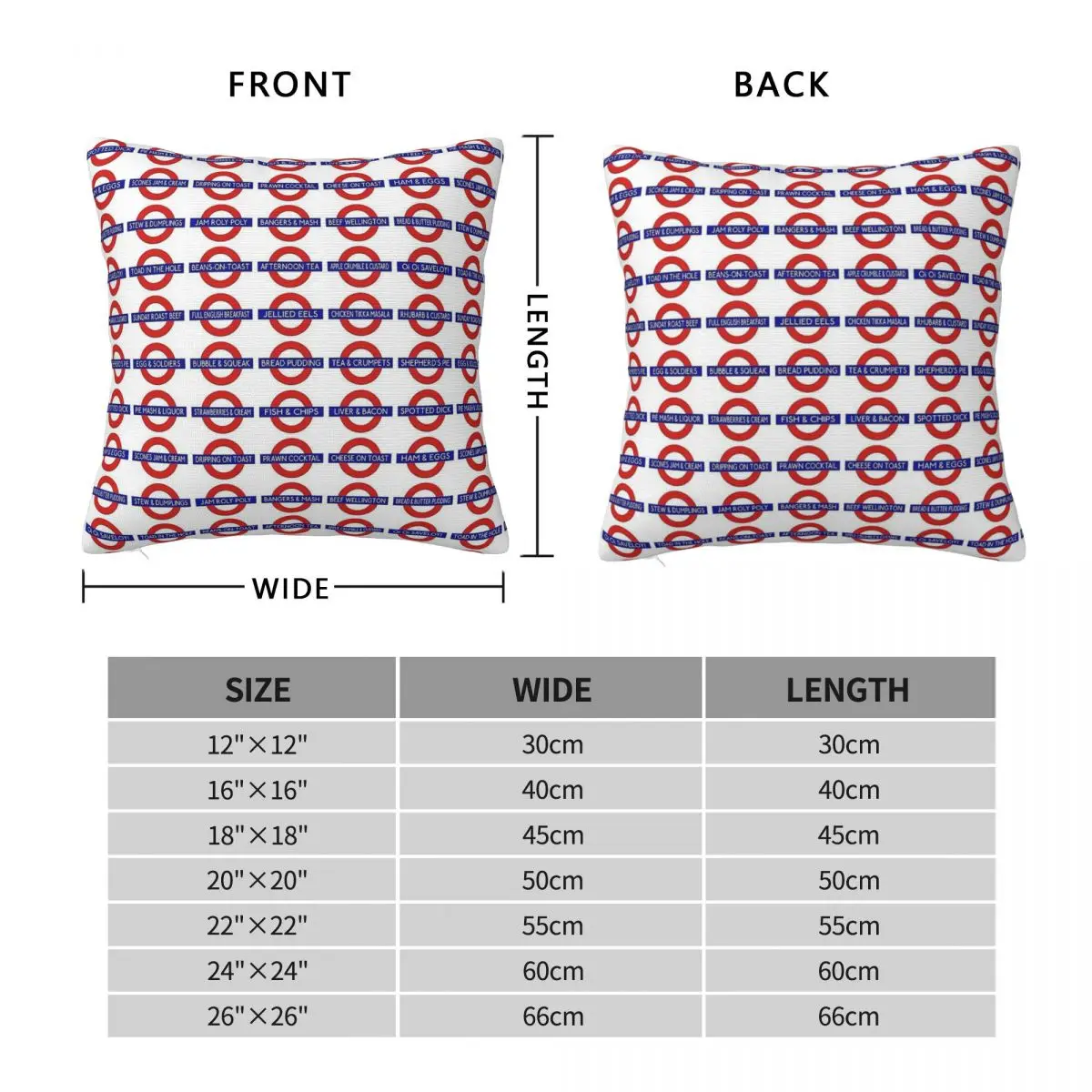 Iconic British Comfort Food Square Pillowcase Polyester Linen Velvet Pattern Zip Decor Home Cushion Cover