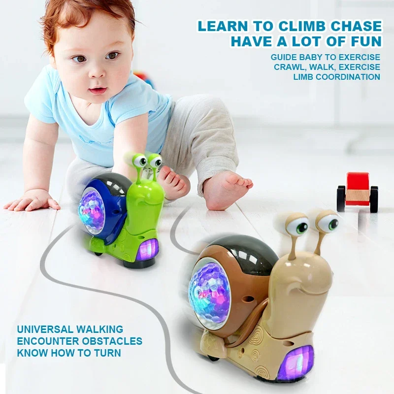 Electric Snail Toy Automatically Avoiding Light And Music Luminous Shell Interactive Toy Children Cartoon Snail Toy kids Gift