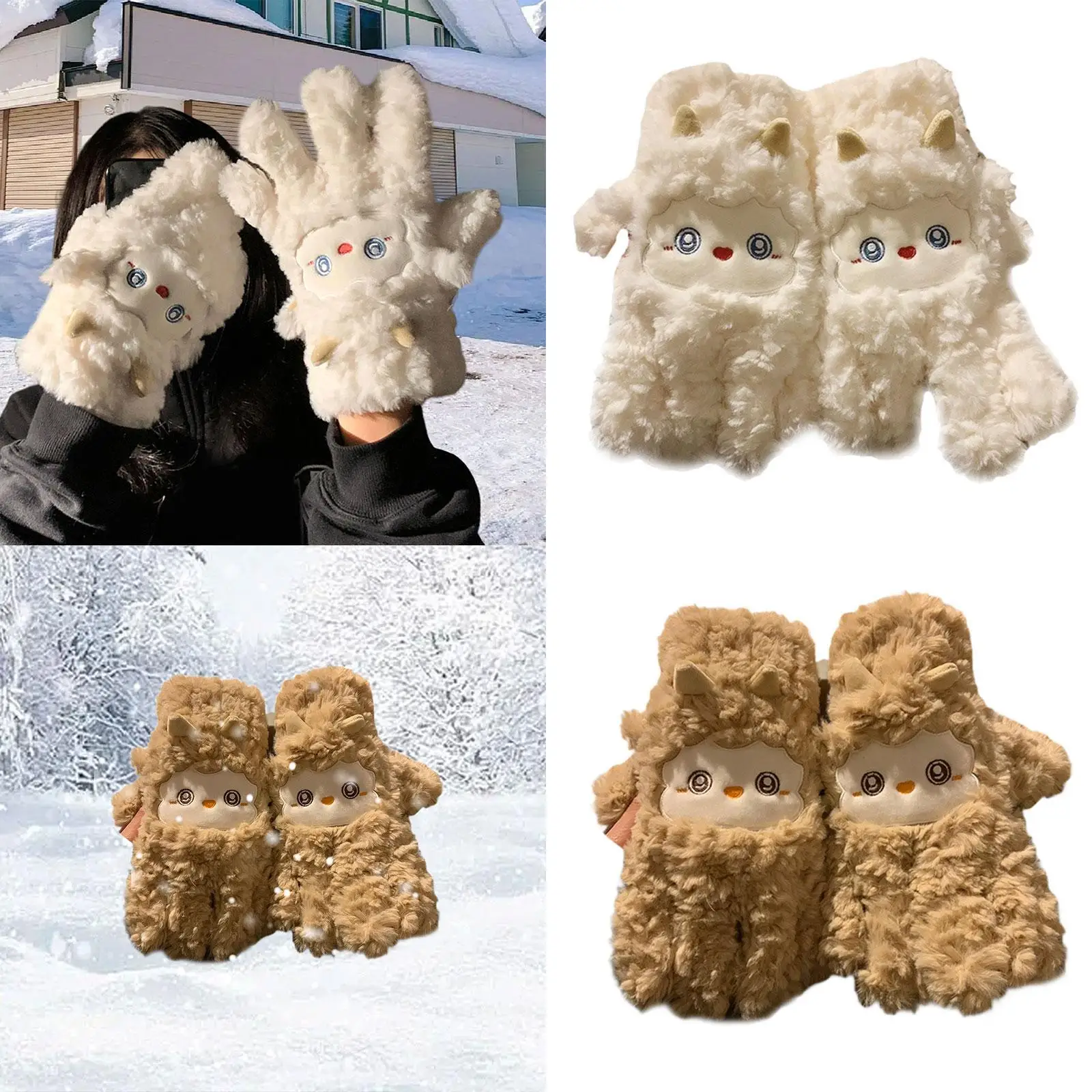 Guanti invernali da donna per ragazze Guanti morbidi e spessi Guanti da bicicletta comodi per lo sci all'aperto Viaggiare Camminare Festa a tema