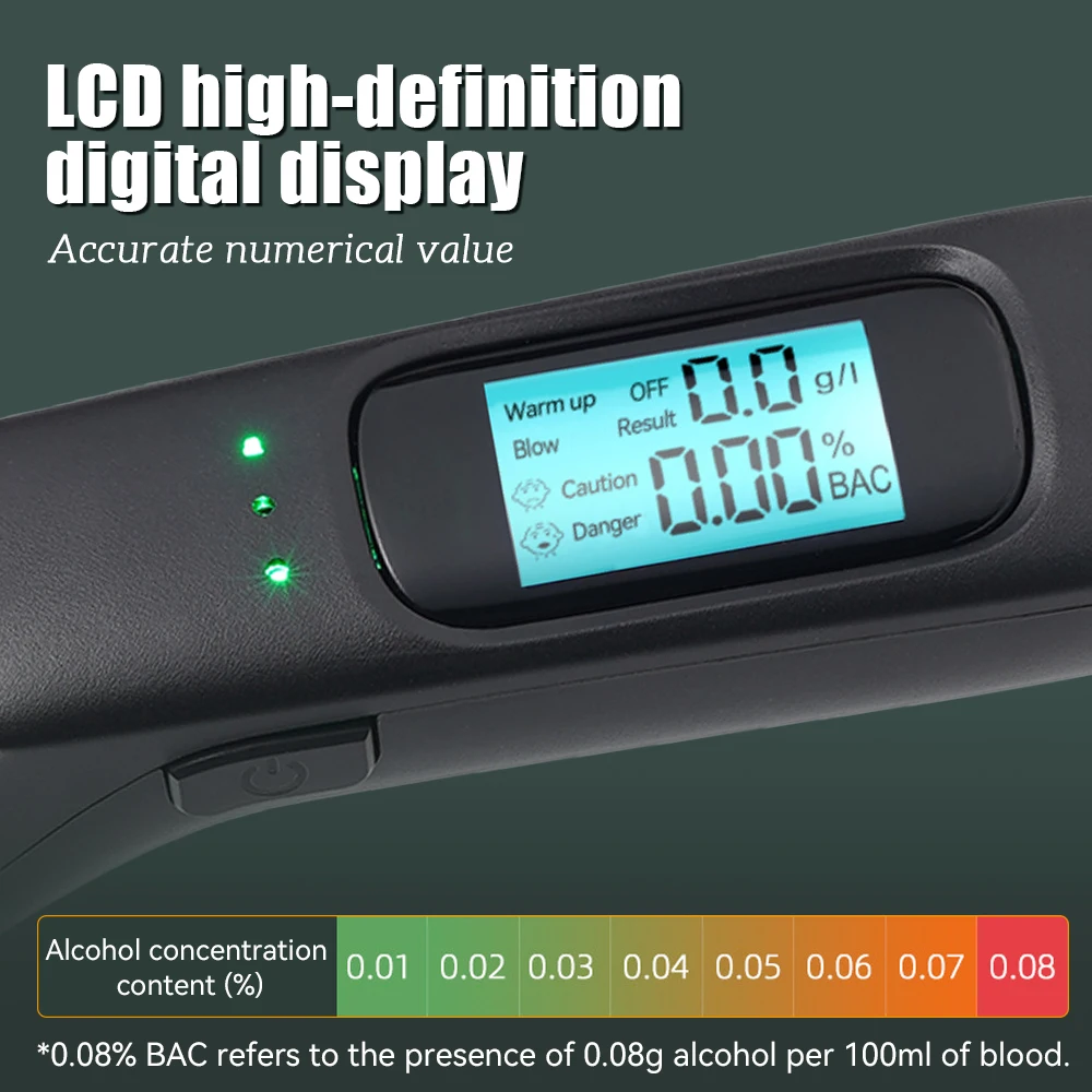 LED Digital Alcohol Tester Professional Alcohol Detector Breathalyzer Police Alcotester LCD Display Drunk Driving Test Tool