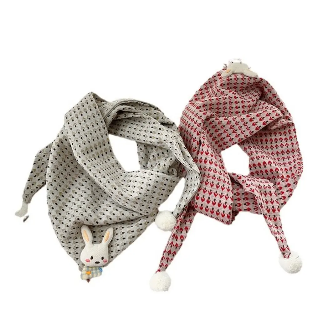 Fashion Thin Cute Kids Scarf Cotton Print Cartoon Triangle Scarves Comfortable To Wear Cute Rabbit Baby Bibs Cold Weather