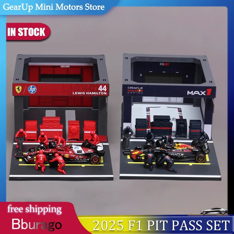 new-in-stock-bburago-1-43-ferrari-sf25-44-f1-pit-pass-set-alloy-miniature-diecast-model-rb21-piece-pit-crew-doll-toys-kids-gift