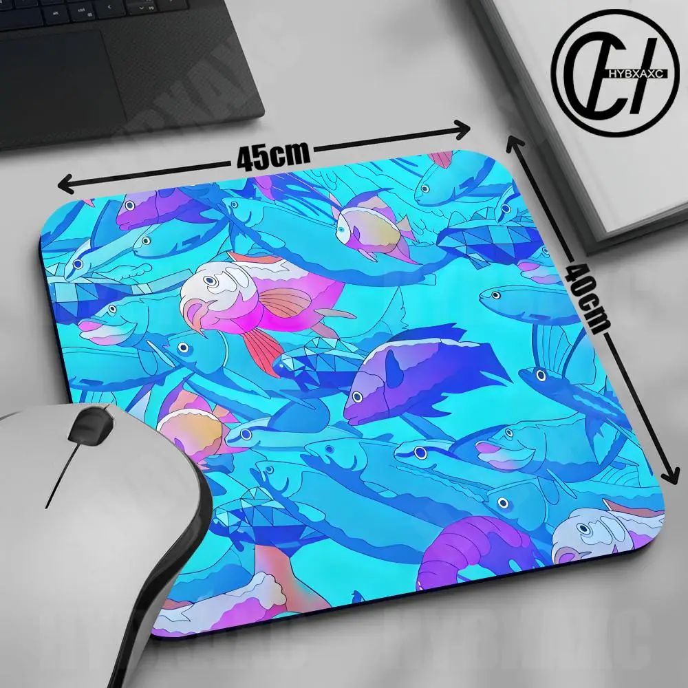 HYBXAXC Mouse Pad Cute Fish Desk Mat Artisan Mouse Pad Blue Desk Decoration Mousepad 45x40 Desk Accessories Computer Accessories