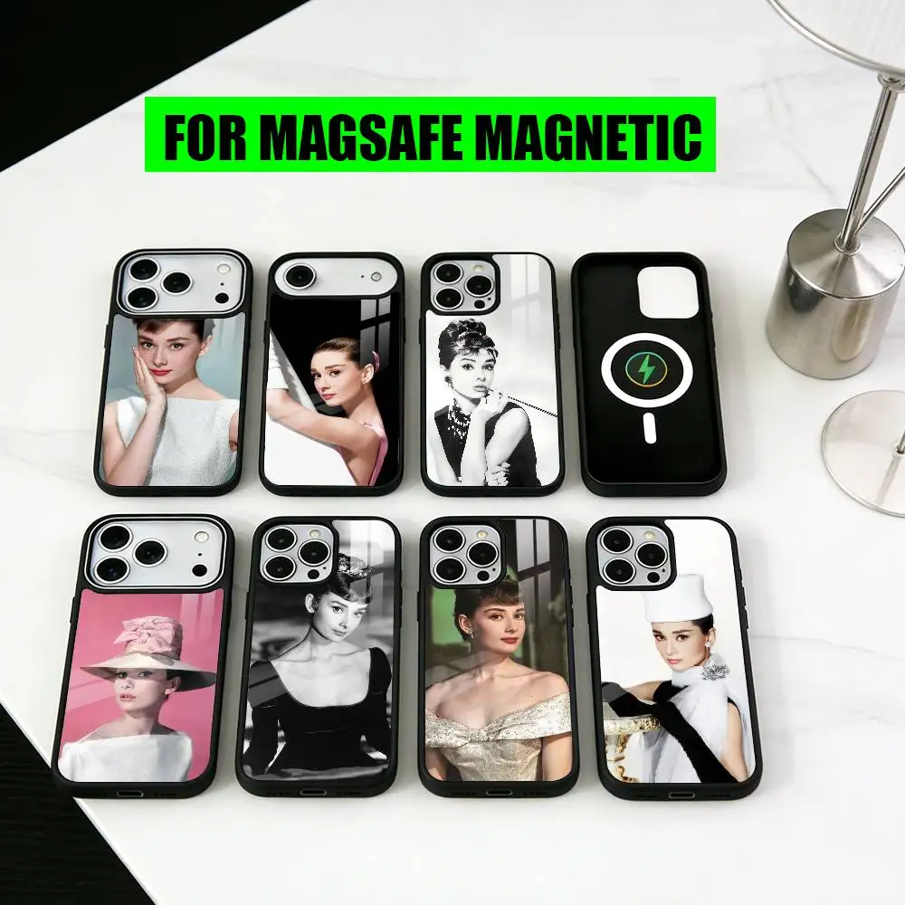

Fashion A-Audrey H-Hepburn AH-ES Phone Case For iPhone17,16,15,14,13,12,11 Plus,Pro Magnetic For Magsafe Wireless Charging