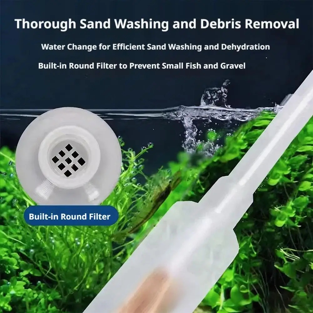 Aquarium-Wasserwechslerpumpe mit Fäkalienabsaugung, Sandwaschmaschine, Abwassersiphon und Reinigungswerkzeug für Aquarien – Detail 8