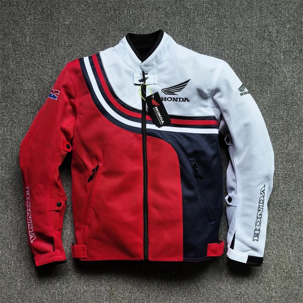 

Мотоциклетная куртка Honda, сетчатый дышащий мотоциклетный костюм для гонок на уличном велосипеде, защитное снаряжение CE, износостойкий к падению
