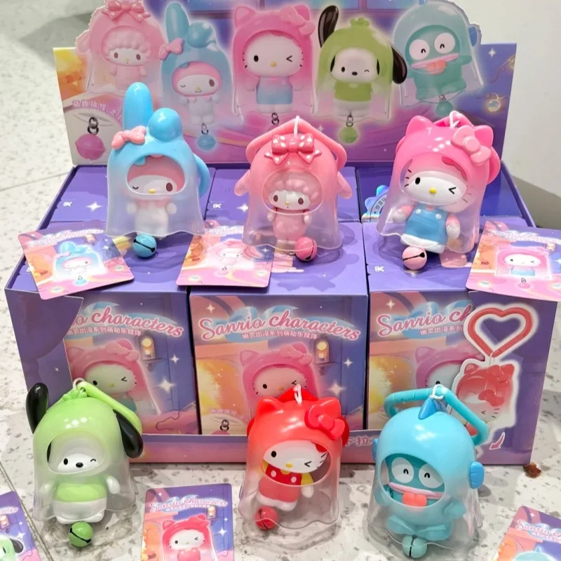 

Новый оригинальный Sanrio Ghosts Appear Series слепая коробка Kawaii брелок с колокольчиком ветра милый декор сумки Kitty Melody Mini Mystery Toy Gift