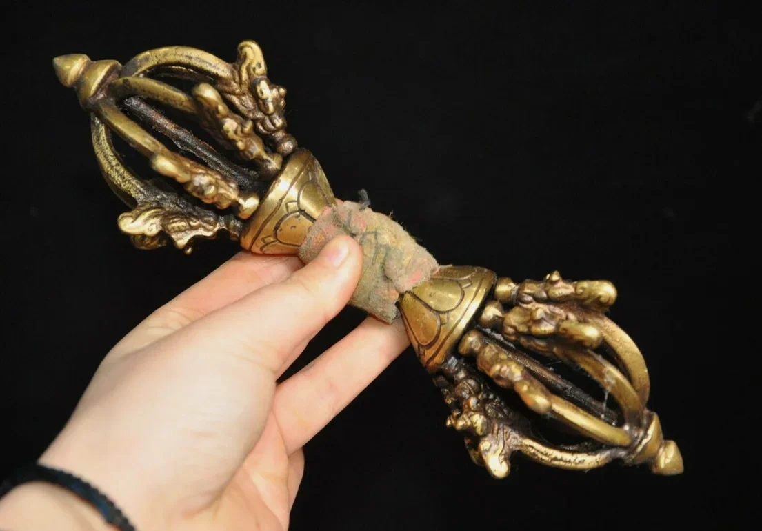 9.2" Tibetan Buddhism bronze Vajra Dorje Phurpa Exorcism Talisman faqi statue view 3