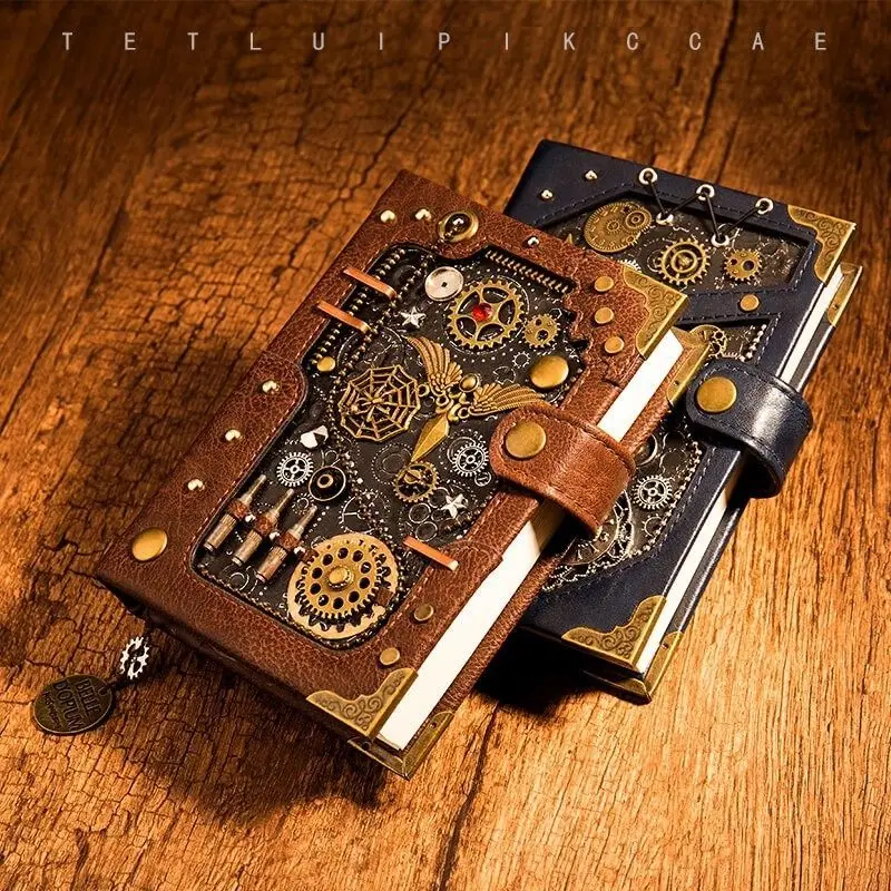 

Steampunk Embossed Magic Notebook A6 Refillable Vintage Leather Cover Diary For Stationery Lovers Women Girls