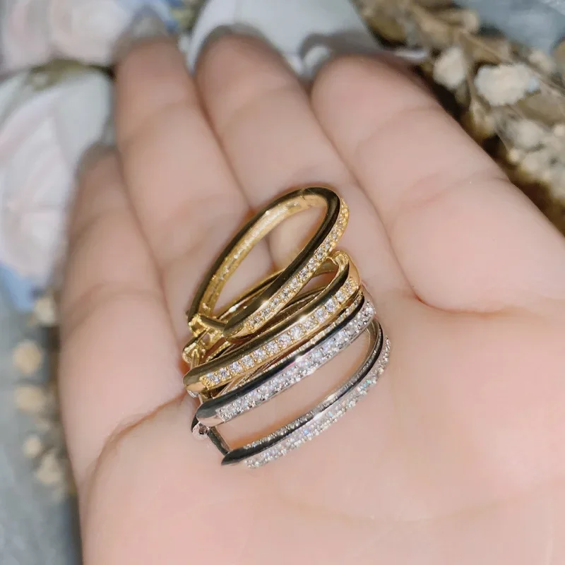 MDLFES مويسان الماس نمط الفرنسية خمر بسيط البيضاوي وأقراط 18 كيلو مطلي مبالغ فيها جودة عالية #5