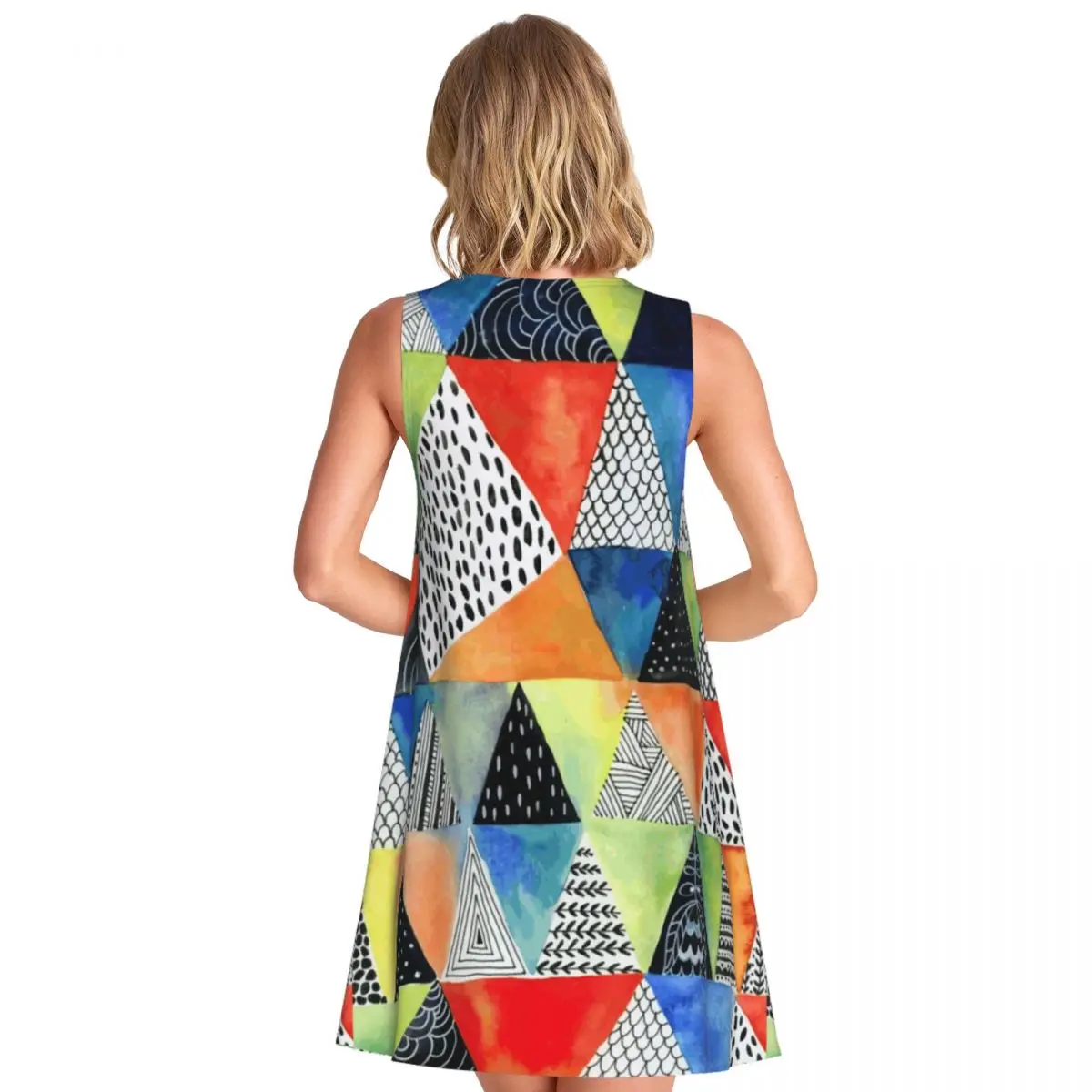Abstract Geometry Casual Dress Doodled Print Sleeveless Sexy Dresses Female Crew Neck Aesthetic Dress Summer Graphic Vestidos