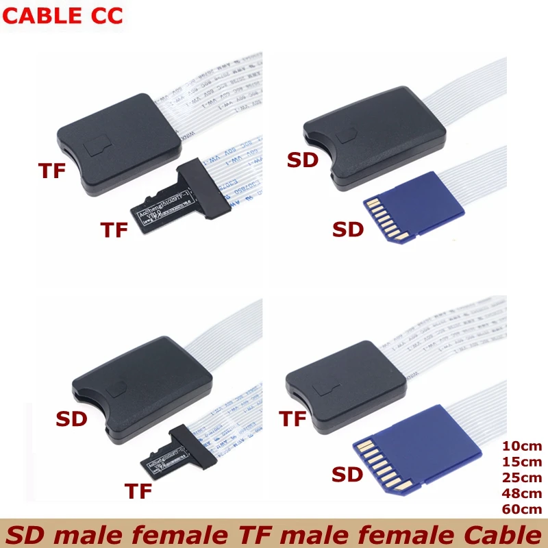 48cm 25cm TF Male Female To Micro SD Female Male Card Reader Extension Adapter Cable Extender For Car GPS Phone TV Camera