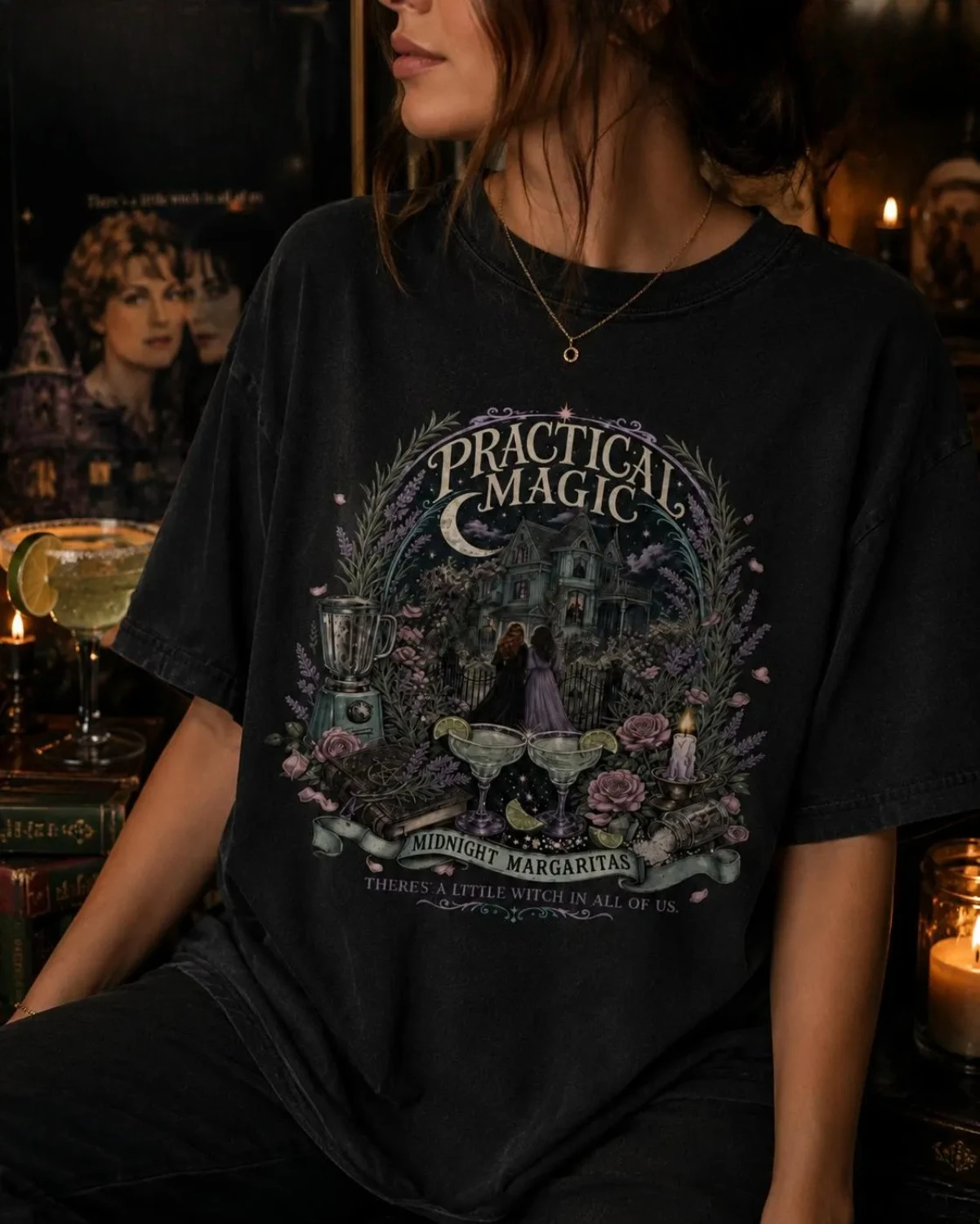 Midnight Margarita Witch Halloween Shirt, Practical Magic T-Shirt for Casual Daily Wear and Versatile Layering