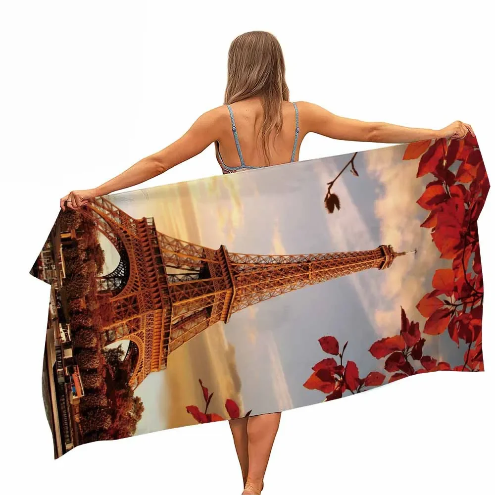 France Paris Eiffel Tower Beach Towel Microfiber Quick Dry Super Soft Towels Gift for Travel Camping Yoga Gym Mat for Women Men