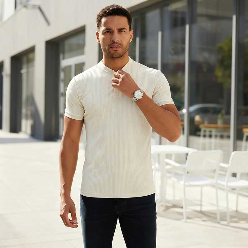 

2025 Men's Summer Short Sleeve Polo Breathable Comfortable Polo Casual Solid Color Shirt Button T-Shirts Dropshipping