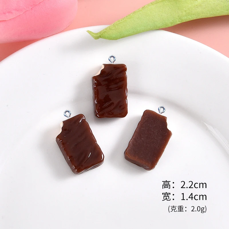 10Pcs Simulation Chocolate Biscuit Resin Charms For Jewelry Making DIY Handmade Earring Necklace Bracelet Pendants Accessories