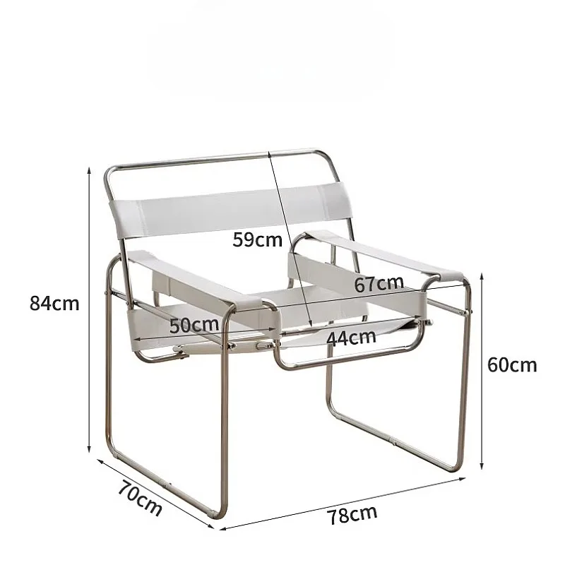 Designer Mid-Century Modern Chaise Longue Single Lounge Chair Stainless Steel Frame Bauhaus Accent Chair view 6