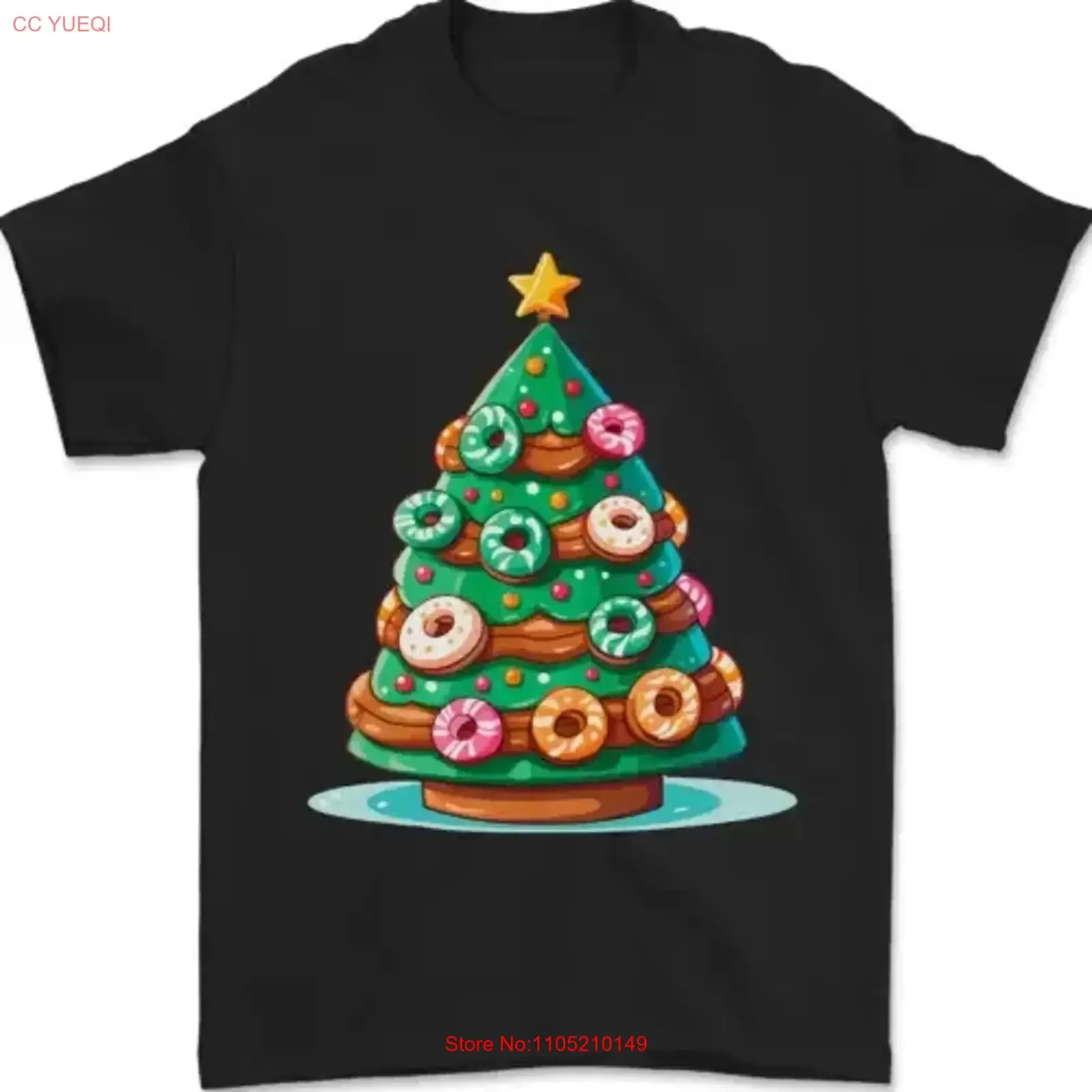 Donut Christmas Tree Funny Xmas Food Mens T Shirt 100 Cotton vintage Washed Versatile Comfortable graphic designer clothes