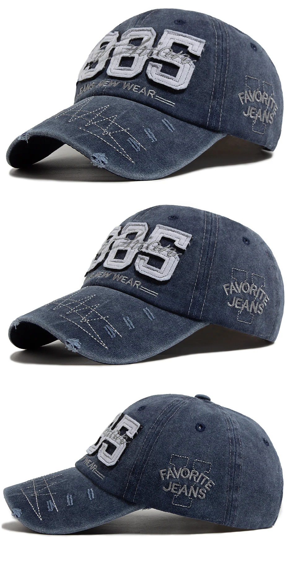 Big Digit 1985 Baseball Cap Stickerei Vintage gewaschene Baumwolle Männer Snapback Mode Visier Hip Hop Hut verstellbar für Frühling Autum – Detail 5
