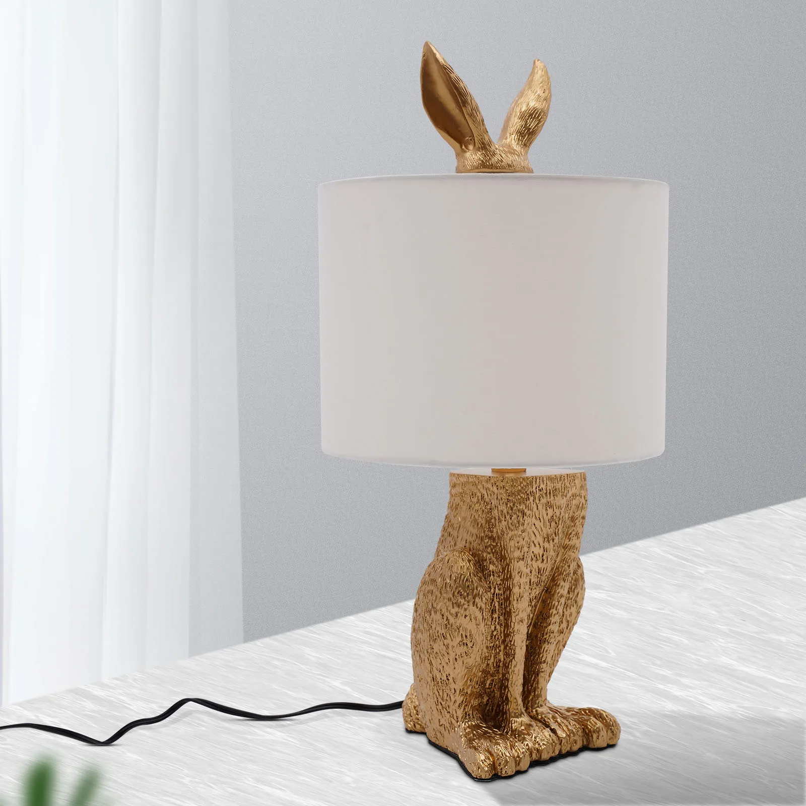 Imagem -02 - Nordic Modern Resin Rabbit Table Lamps Luzes de Mesa Industriais Retro para Sala de Estar Quarto Cabeceira Estudo Luzes Decorativas